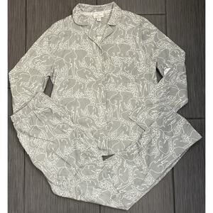 Ivory Ella Gray All Over Printed Elephant Pajama Set Size Small Organic Cotton